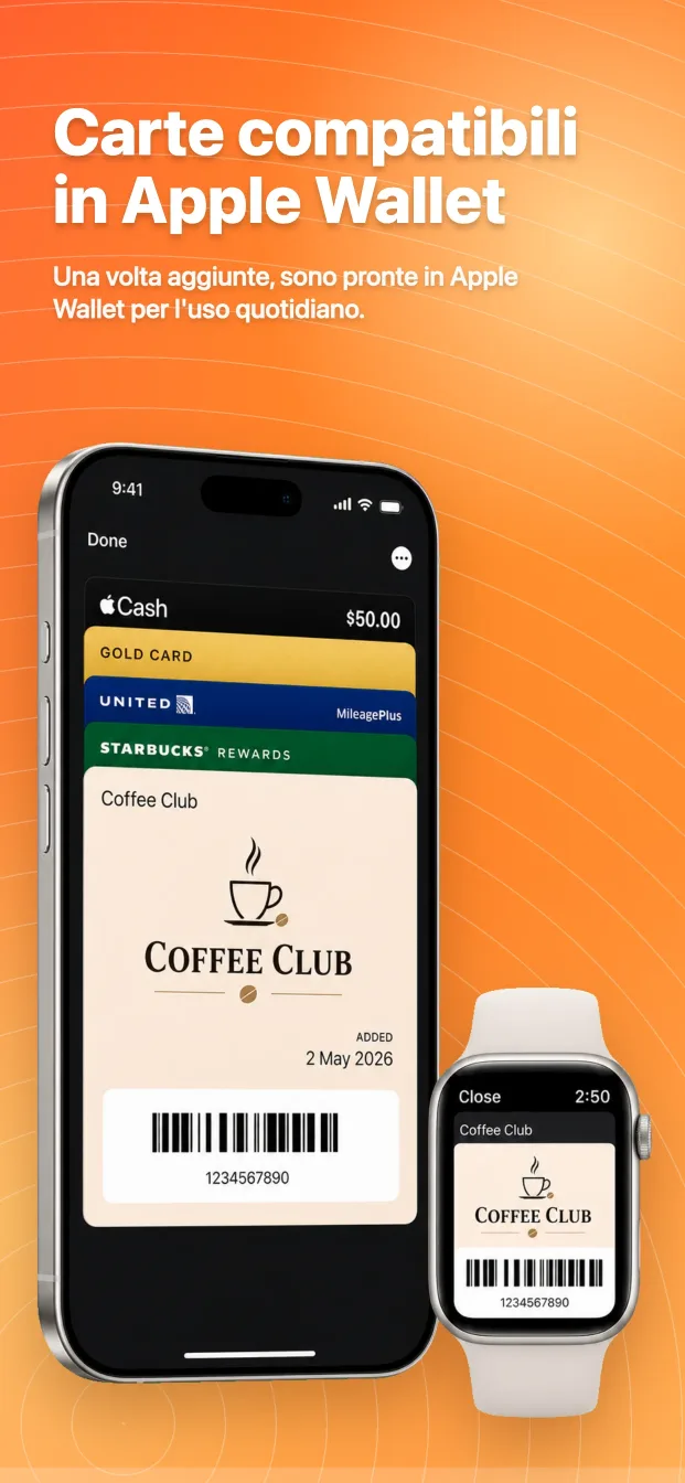 Carte Fedeltà Wallet: Apple Wallet per carte idonee