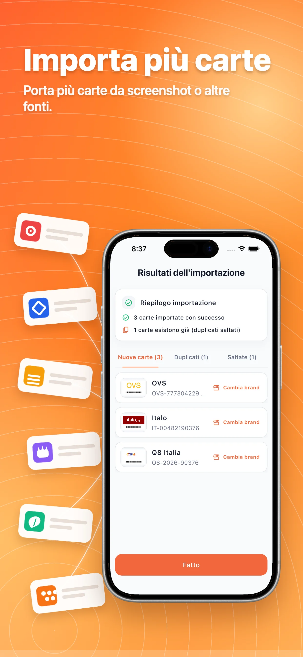 Carte Fedeltà Wallet: Importa carte da foto